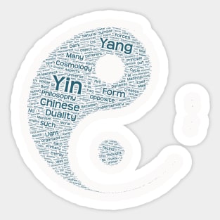 Yin Yang Philosophy Silhouette Shape Text Word Cloud Sticker